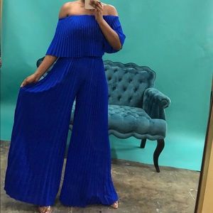 Royal Blue Pleated Jumpsuit